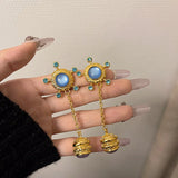DAIIIBABYYY  -  Retro palace exquisite gem necklace long earrings