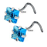 DAIIIBABYYY  -  2PC Fashion Stainless Steel Crystal Nose Septum Piercing Studs 20G Mini Nose Ring Earrings Studs Body Piering Jewelry for Women