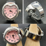 DAIIIBABYYY  -  Punk Fashion Heart Mini Quartz Watch Finger Rings Women Men Couples Clock Retro Elastic Strap Watches Ring Jewelry