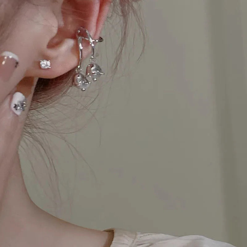 DAIIIBABYYY  -   Lily of the Valley Flower Drop Ear Cuff Earrings Clips for Women Floral No-piercing Korean Fashion Earring Jewelry