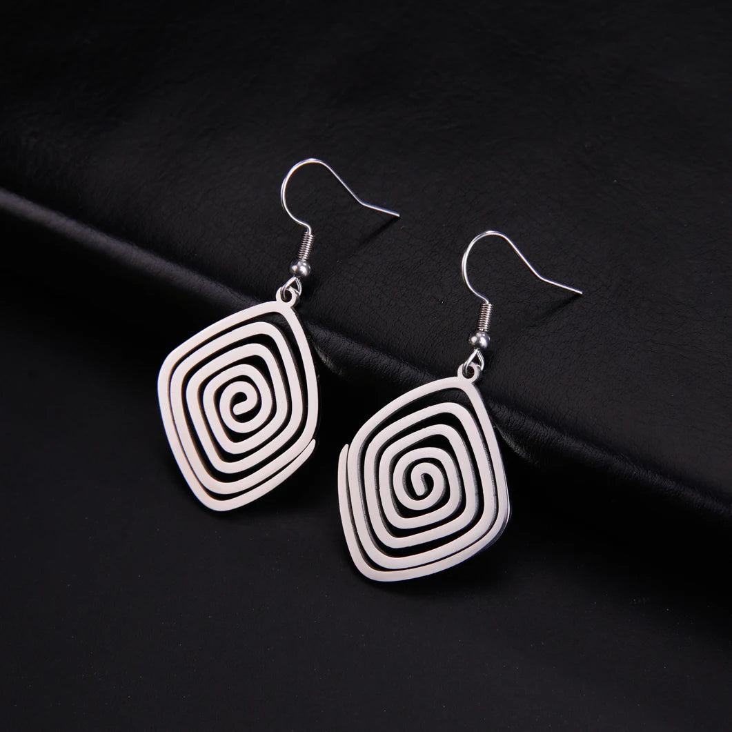 DAIIIBABYYY  -  Irregular Spiral Swirl Drop Earrings Women Gold Color Stainless Steel Geometric Earring Trend Jewelry Gift Wholesale