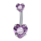 DAIIIBABYYY  -  Fashion Zircon Heart Belly Button Piercing for Women Stainless Steel Long Flower Pendant Navel Rings Piercing Ombligo Jewelry