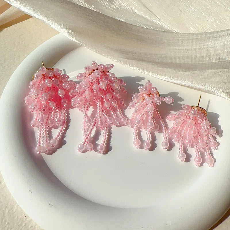 DAIIIBABYYY  -  Boho Colorful Jelly Bean Tassel Stud Earrings