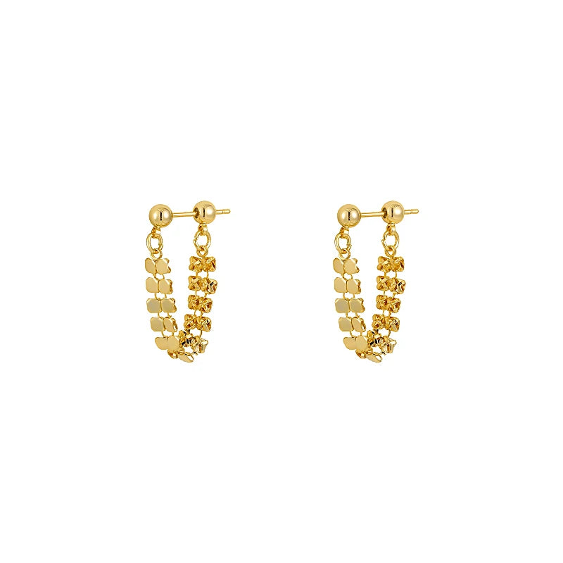 DAIIIBABYYY  -  New Arrival Korean Light Luxury Elegant Tassel Metal Geometric Hoop Earrings For Women Fashion Simple Jewelry Party Gifts