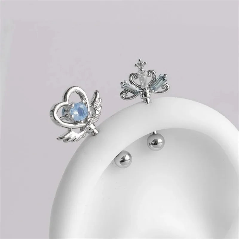 DAIIIBABYYY  -  One Piece Design Heart-shaped Love Wings Faux Fairy Wand Shape Earrings Women's New Trend Party Accessories Holiday Jewelry Gift
