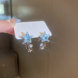 Daiiibabyyy  Star Zircon Earrings for Women Creative Delicate Ear Hook Temperament Luxury Fashion High Sense Sparkle Unique Jewelry