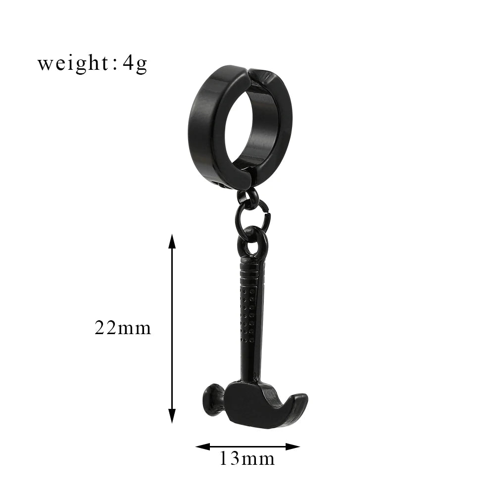 DAIIIBABYYY  -  Fashion Gothic Small Hoop Earrings Set Alloy Korean Style Earrings to Gift Ears Piercing Jewelry Men Accessories for Women