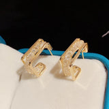 DAIIIBABYYY  -  Korean Gold Color Metal Mesh Crystal Hoop Earrings Women Fashion Jewelry Luxury Geometric Grid Big Circle Earings Femme