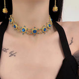 DAIIIBABYYY  -  Retro palace exquisite gem necklace long earrings