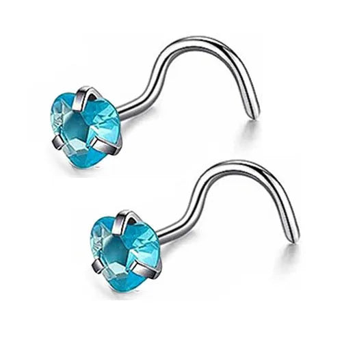 DAIIIBABYYY  -  2PC Fashion Stainless Steel Crystal Nose Septum Piercing Studs 20G Mini Nose Ring Earrings Studs Body Piering Jewelry for Women