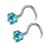 DAIIIBABYYY  -  2PC Fashion Stainless Steel Crystal Nose Septum Piercing Studs 20G Mini Nose Ring Earrings Studs Body Piering Jewelry for Women