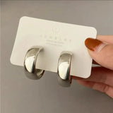 Daiiibabyyy  New Design Round Metal Hoop Earrings Simple Stylish Thick Brass Hollow Circle Earring Ear Buckle Minimalist Trend Daily Earrings