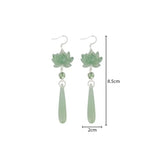 DAIIIBABYYY  -  Simple Lotus Pendant Ear Hooks Elegant Retro Chinese Classic Earrings Chinese Ancient Style Handmade Lotus Water Drop Earrings