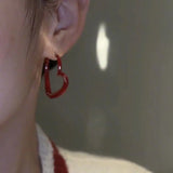 DAIIIBABYYY  -  Red Asymmetry Heart Hoop Earrings for Women Girls Punk Gothic Exaggerated Hollow Heart Drop Earring Jewelry Party Gifts