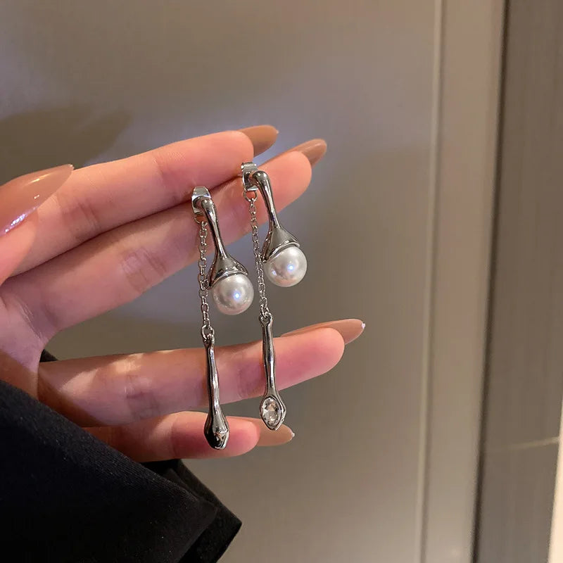 DAIIIBABYYY  -  Irregular Metal Crystal Drop Earrings For Women Unique Design Personality Water Drop Opal Earrings Fashion Jewelry