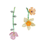 DAIIIBABYYY  -  Handmade Resin Flower Necklace Korean Style Jewelry Accessories Beaded Dangle Earring Tassel Minority Design Asymmetric Earrings