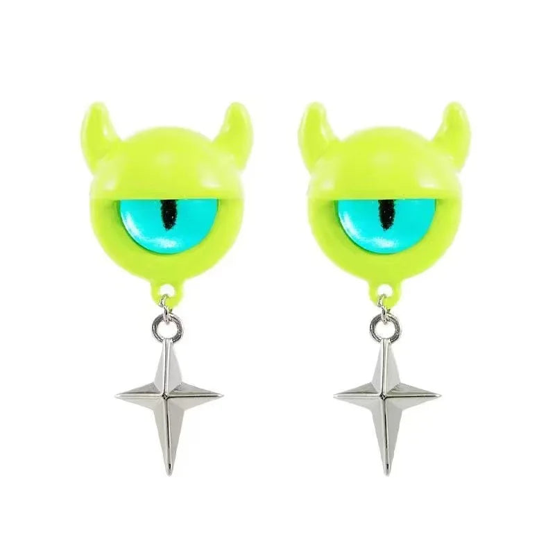 DAIIIBABYYY  -  Cute Green Blue Evil Monster Eyes Stud Earrings Women Kids Halloween Animal Rabbit Big Eyes Goth Cross Earring Jewelry