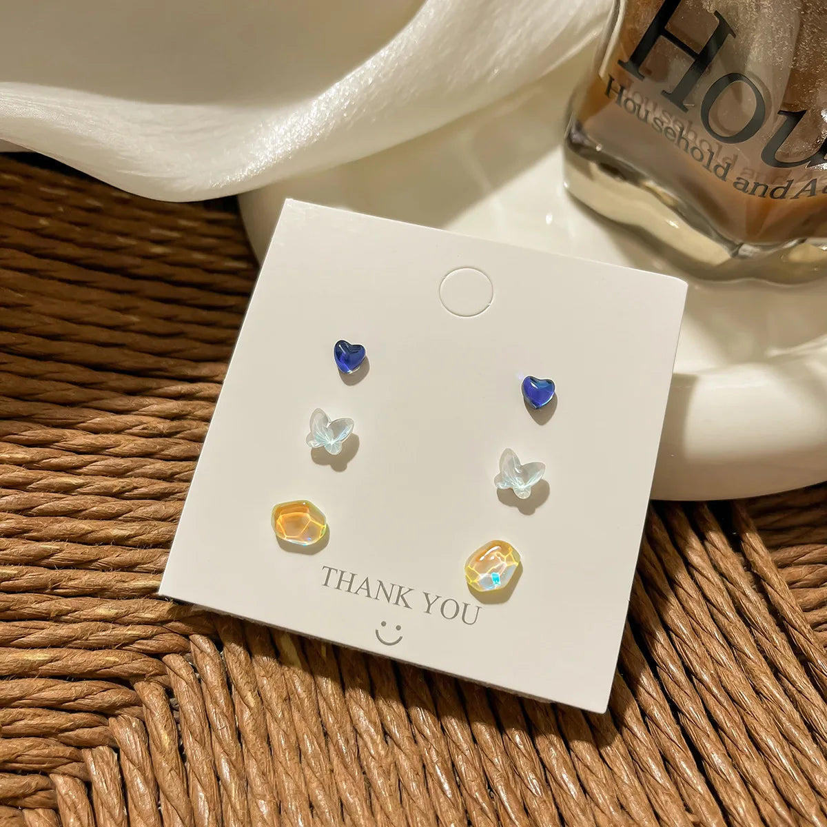 DAIIIBABYYY  -  Geometric Stud Earrings Set Women Laser Colorful Heart Round Butterfly Fish Tail Purple Earring Korean Fashion Jewelry