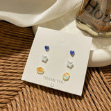 DAIIIBABYYY  -  Geometric Stud Earrings Set Women Laser Colorful Heart Round Butterfly Fish Tail Purple Earring Korean Fashion Jewelry
