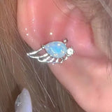 DAIIIBABYYY  -  Crystal Wing Clip Earrings for Women Without Pierced Ears Luxurious Exquisite Sweet Romantic Elegant Temperament Jewelry Gift