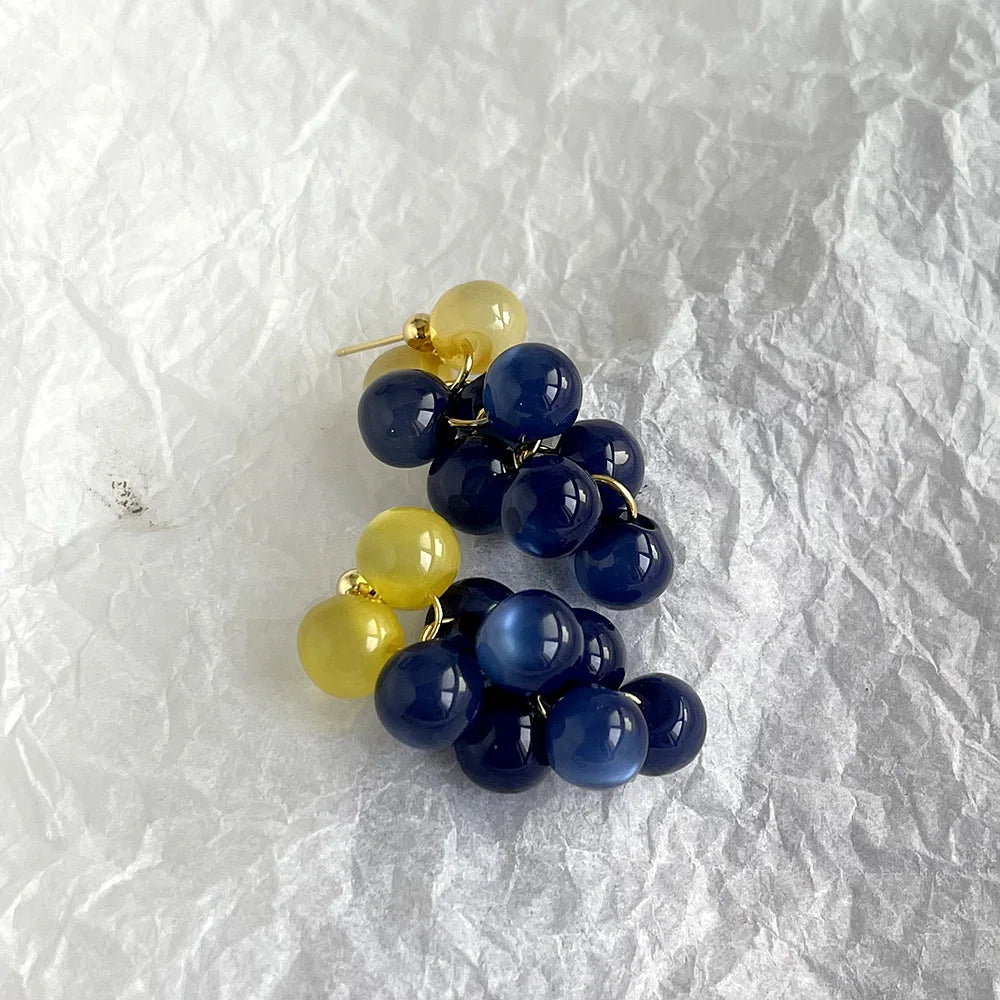 Daiiibabyyy  Sweet Bohemia Earrings Fruit Dangle Earring Korean Style Acrylic Grape Earrings Cute Jewelry Accessories Beads Earrings Summer