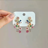 DAIIIBABYYY  -  CZ Crystal Round Long Big Dangle Waterdrop Flower Leaf Heart Stud Earrings Wedding Jewelry for Brides