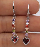 DAIIIBABYYY  -  Fashion Sparkling Colorful Cubic Zirconia Pendant Earrings Multicolor Stone Leaves Rose Gold Charming Pendant Earrings Jewelry