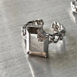 DAIIIBABYYY  -  Silver Color Broken Love Heart Rings For Women Girls Creative Design Fashion Temperament Sweet Anniversary Jewelry Gifts