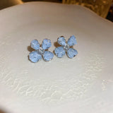 DAIIIBABYYY  -  Luxury Blue Gradient Crystal Butterfly Flower Pearl Earrings Flower Geometric Women Korean Fashion Kpop Tassel Earring