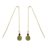 DAIIIBABYYY  -  Gold Color Hetian Jade Earrings for Women Green Round Jewelry Girls Gift Grace Ethnic Style