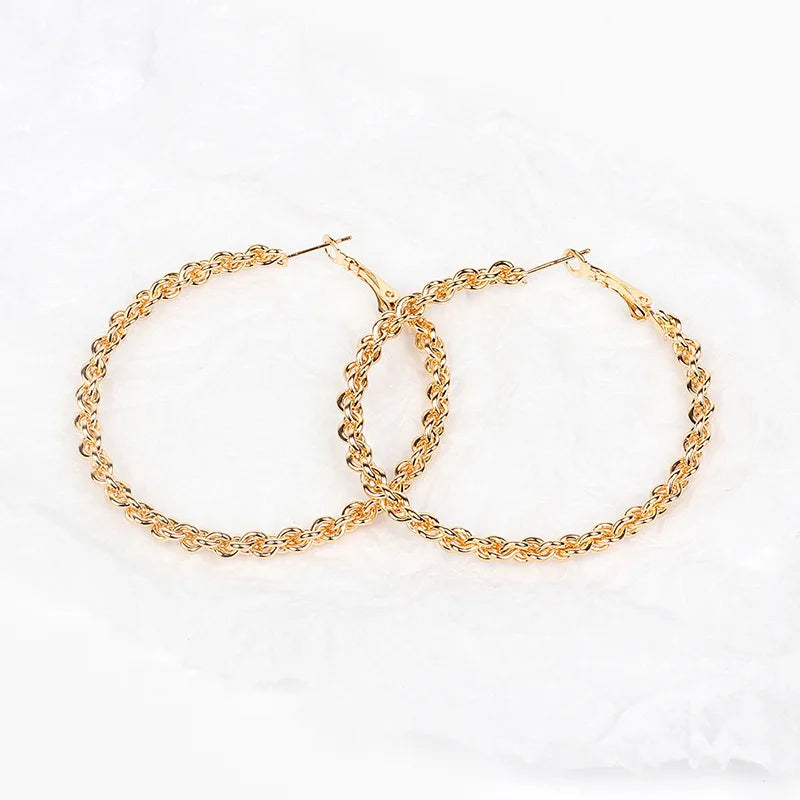 DAIIIBABYYY  -  2Pc Stainless Steel Exaggerated Round Bead Hoop Earring Women Men Smooth Design Vintage Double Rings Earring Personality Jewelry