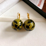 DAIIIBABYYY  -  Resin Leopard Print Ear Buckle Retro Earrings Wholesale for Women