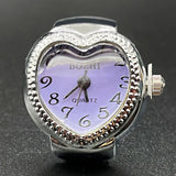 DAIIIBABYYY  -  Punk Fashion Heart Mini Quartz Watch Finger Rings Women Men Couples Clock Retro Elastic Strap Watches Ring Jewelry