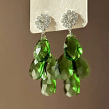 Daiiibabyyy Fashion Water Drop Glass Crystal Earrings For Women Elegant Temperament Wedding Party Jewelry Gift