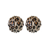 DAIIIBABYYY  -  Circular Retro Earrings Women Stripes Leopard Print Simple Design Personalized Temperament Niche Trend Fashionable Versatile