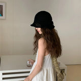 Bow Knitted Bucket Hats For Women Summer Foldable Suncreen Cap Female  Bob Outdoor Beach Fishermen Hat For Ladies