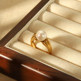 DAIIIBABYYY  -  Stylish 18K Gold Plated Stainless Steel Bowknot Imitation Pearl Drop Stud Earrings for Women Charm Bow Earring Party Gift