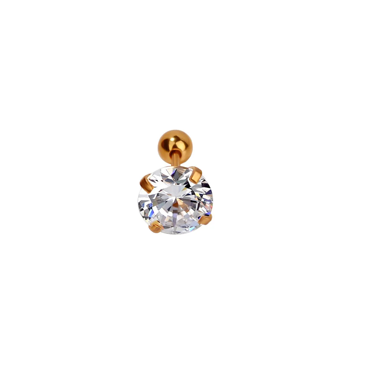 DAIIIBABYYY  -  1pc 3/4/5/6/7/8mm 3 Colors Punk Stainless Titanium Steel  Zircon Crystal Stud Earrings For Men Women Tragus Helix Body Piercing