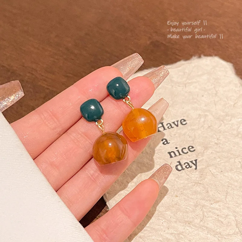 DAIIIBABYYY  -  Sapphire Amber Pendant Earrings Retro Personalized Fashion Women's Earrings Festival Party Girls Jewelry Gifts