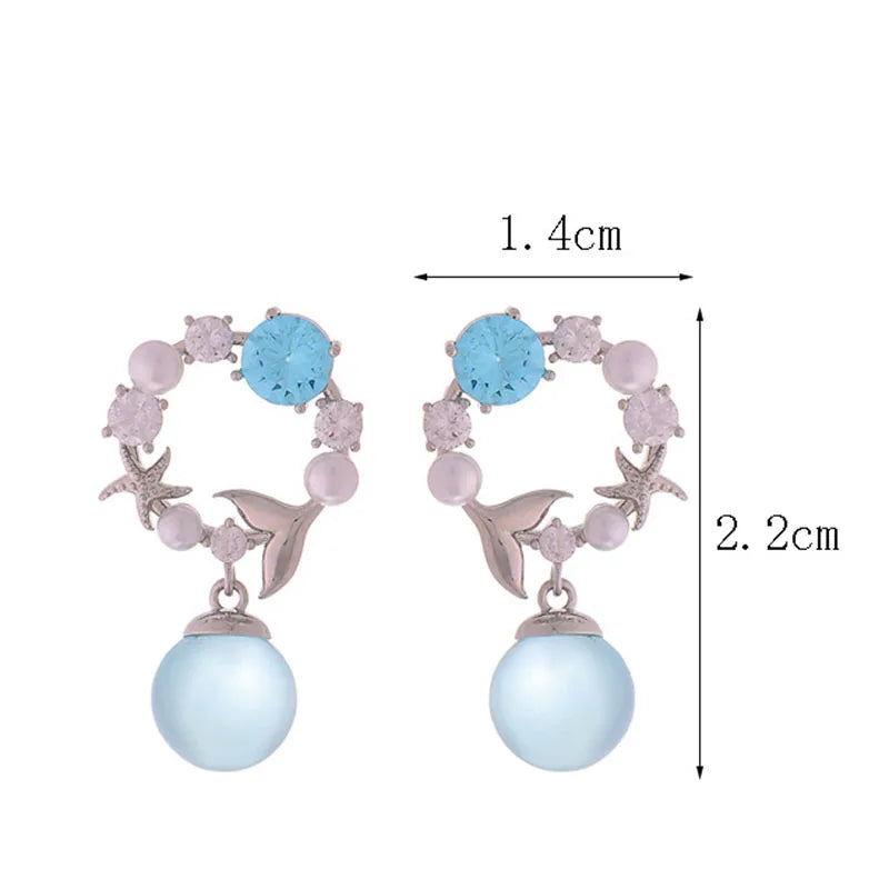DAIIIBABYYY  -  Sweet Wind Round Earrings Ladies Tail Earrings Fashionable Commuting Personality Light Luxury Temperament Banquet Jewelry
