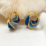 DAIIIBABYYY  -  New Trendy Enamel Color Metal Texture Small Hoop Earrings for Women Gold Plated Statement Ear Buckle Creative Jewelry Gifts