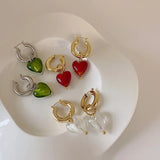 DAIIIBABYYY  -  Geometric Transparent Glass Heart Pendant Earrings For Women Vintage Drop Earrings Party Jewelry Accessories