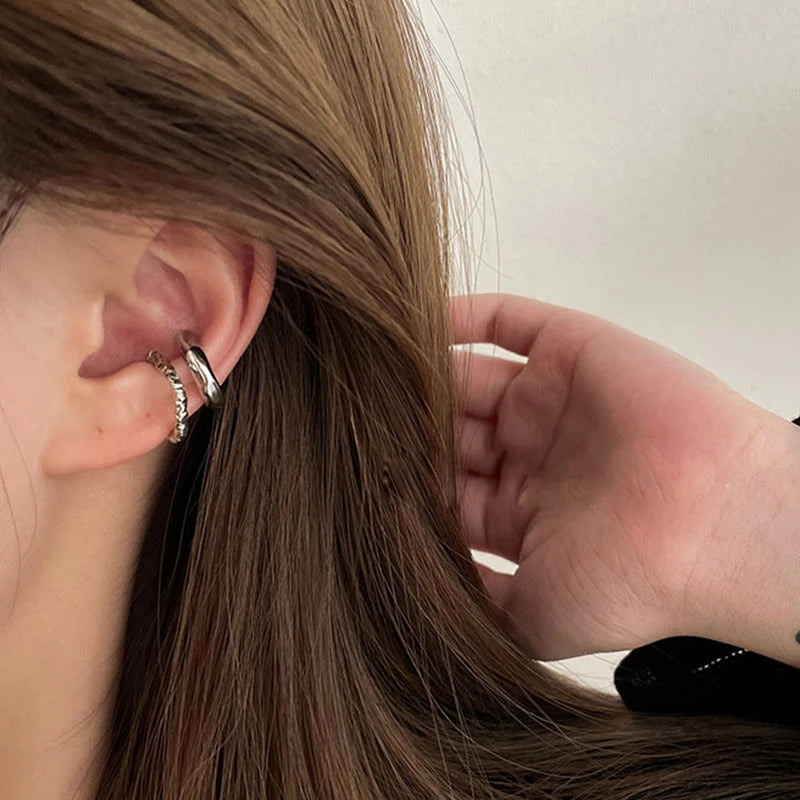 Daiiibabyyy  Punk Irregular Geometric Ear Cuff Earrings for Women Non-Piercing Metal Ear Clip Earring Fake Cartilage Fashion Jewelry Party