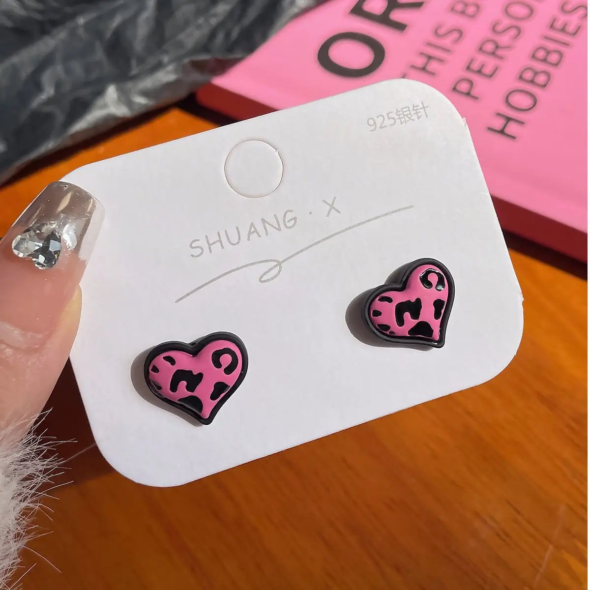 DAIIIBABYYY  -  Pink Glass Heart Butterfly Stud Earrings Set White Flower Korean Fashion Women Sweet Earring Jewelry Piercing brincos
