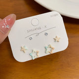 DAIIIBABYYY  -  Gradient Color Pink Blue Summer Bowknot Moon Star Pendant Earrings Set Women Korean Fashion Sweet Heart Stud Earring Jewelry
