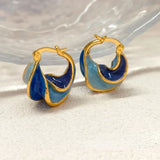 DAIIIBABYYY  -  New Trendy Enamel Color Metal Texture Small Hoop Earrings for Women Gold Plated Statement Ear Buckle Creative Jewelry Gifts