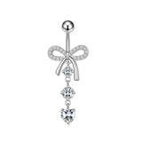 DAIIIBABYYY  -  Stainless Steel Belly Button Rings Crystal Bowknot Piercing Navel Heart Navel Piercing Belly Button Piercing Sexy Body Jewelry