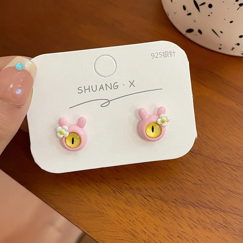 DAIIIBABYYY  -  Cute Green Blue Evil Monster Eyes Stud Earrings Women Kids Halloween Animal Rabbit Big Eyes Goth Cross Earring Jewelry