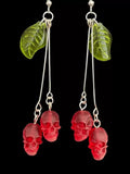 DAIIIBABYYY  -  Gothic Skull Cherry Earrings For Women Fashion Pagan Witch Jewelry Accessories Gift Red Vampire Skull Green Leaf Ear Hooks Trend