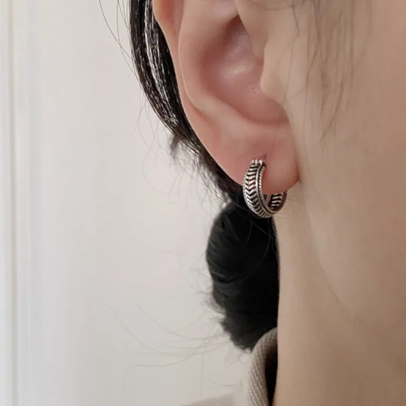 Daiiibabyyy  Silver Color Irregular Hollow Grid Hoop Earrings for Women Geometric Creative Punk Earring Party Jewelry Gift